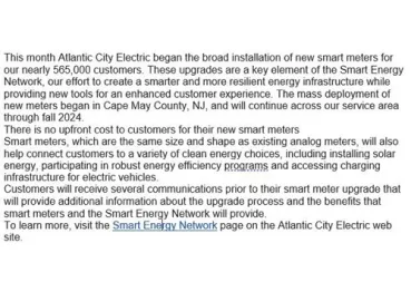Atlantic City Electric Upgrading to Smart Meters